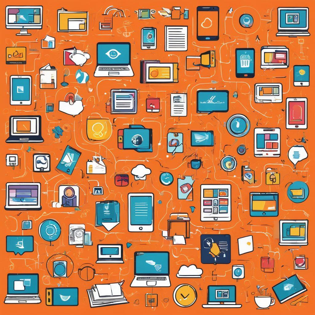 A captivating digital collage illustrating vibrant visual links connecting diverse blog posts, with engaging icons symbolizing community and interaction. Include a background of enthusiastic readers engaging with their devices, surrounded by eye-catching graphics representing various content types. Use a modern and dynamic layout to emphasize connectivity and engagement. colorful vector art. bright and inviting colors.